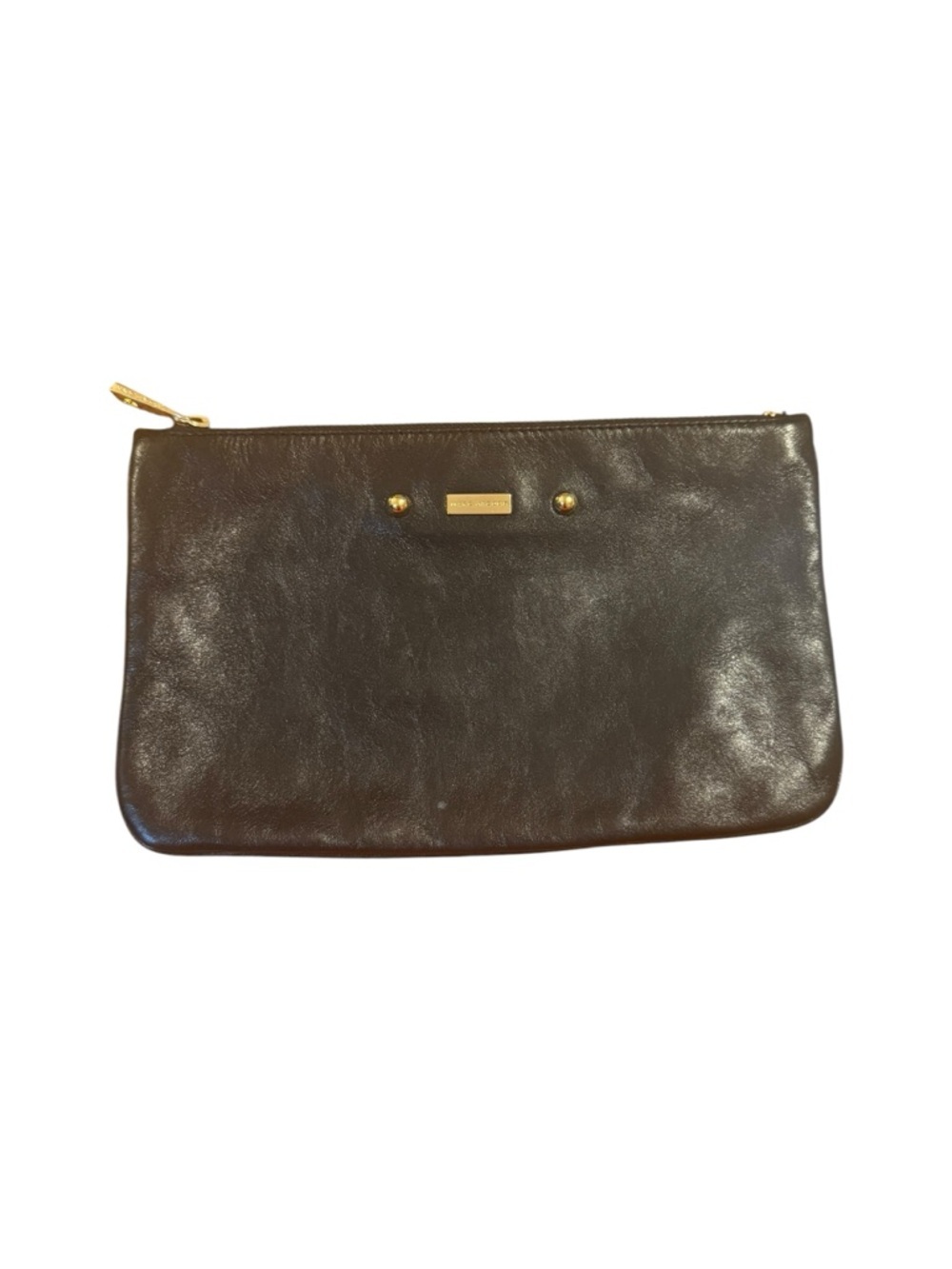 Marc Jacobs Black Leather Pouch with Gold Nameplate